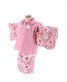七五三 1〜2歳女の子用被布[かわいい系]ピンクにパール飾り(着物)ピンクに桜と毬No.92H